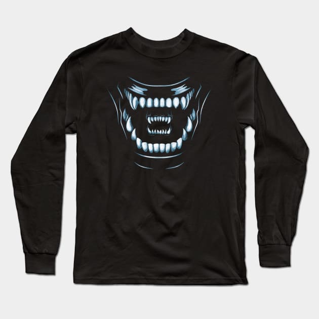 The scariest mouths in the universe... Blue Long Sleeve T-Shirt by DCLawrenceUK